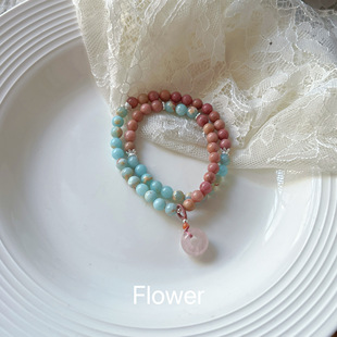 寿山石红纹石拼接双圈手串气质轻奢小众设计感时尚 百搭高级感手链