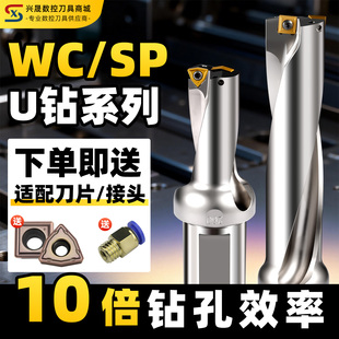 SP刀片u钻快速钻头 U钻刀杆暴力钻数控车床打深孔u转钻头喷水钻WC