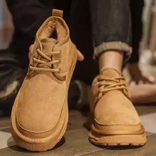 47宽松面包鞋 冬季 45加绒保暖雪地靴46皮毛一体大棉鞋 男鞋 特大码