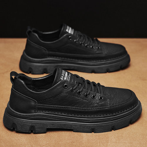 休闲皮鞋加肥工装鞋新款