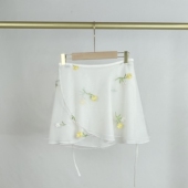 芭蕾舞蹈裙白色双层花朵刺绣舞蹈形体半身裙舞蹈基训裙古典舞短裙