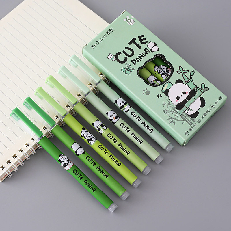 熊猫胖达直液式走珠笔中性笔刷题签字笔学生初中生专用高颜值