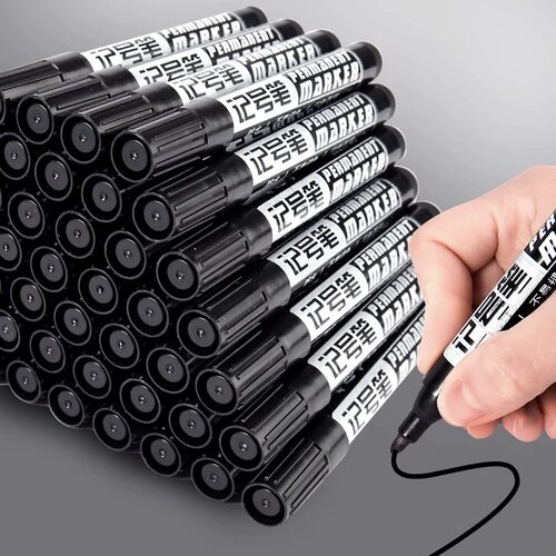 记号笔黑色粗头批发工地马克勾线笔美术专用小学生油性防水防油