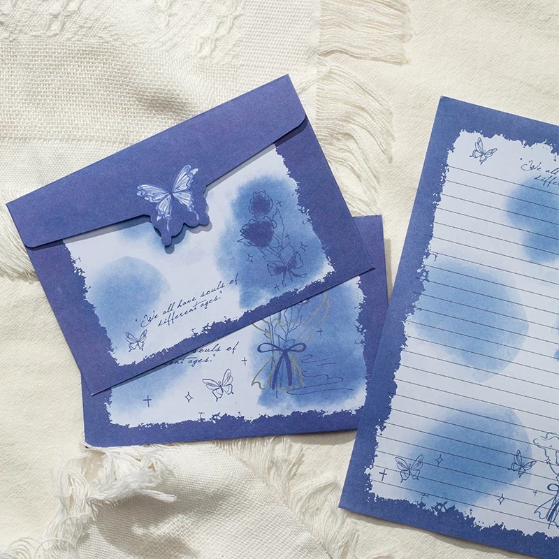 浪漫玫瑰蓝玫瑰信纸信封套装星球手写情书七夕情人节表白信笺