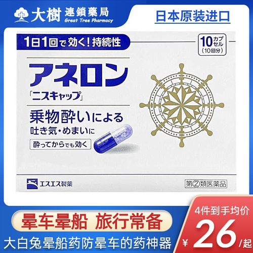 日本大白兔晕船药防晕车的药神器白兔牌晕机药成人防呕吐R