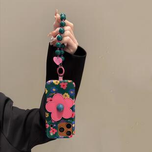 夏季彩色花朵支架适用苹果17ProMax手机壳苹果16挂链15腕带14女13