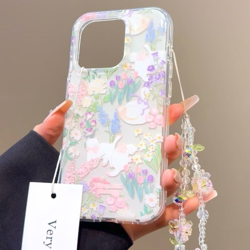 ins小众韩风花丛天鹅适用iPhone16手机壳苹果15/14promax新款13潮