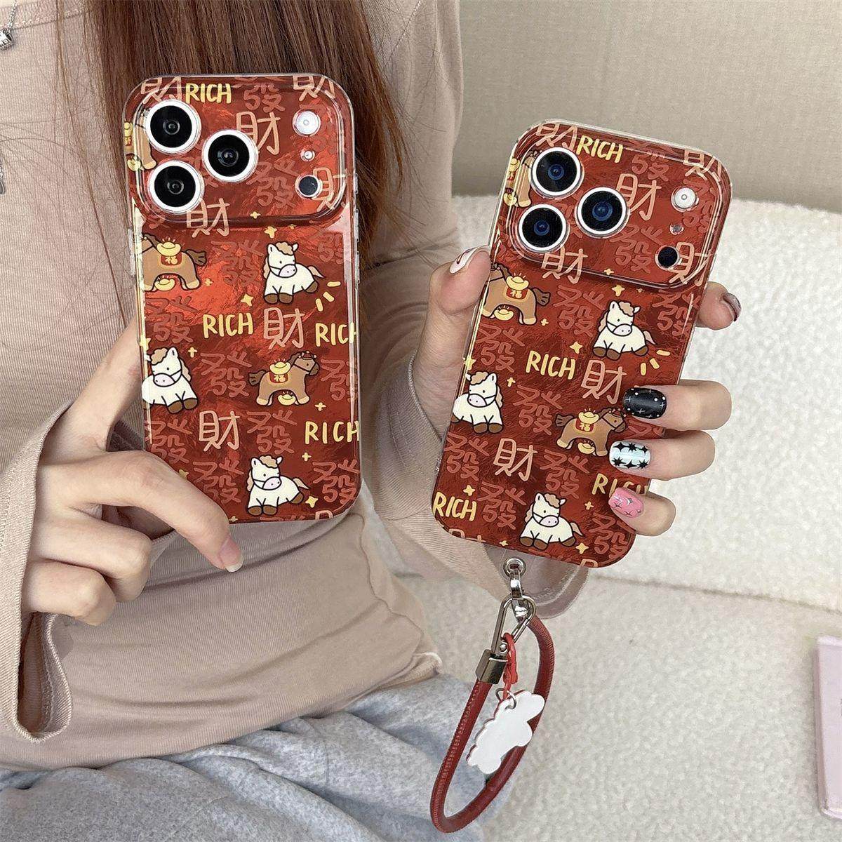 新年红色锡纸纹發財元宝小马手拎绳适用iPhone17苹果14手机壳16,3C数码配件,手机保护套/壳,淘宝优惠券,粉丝福利购,淘宝优惠卷