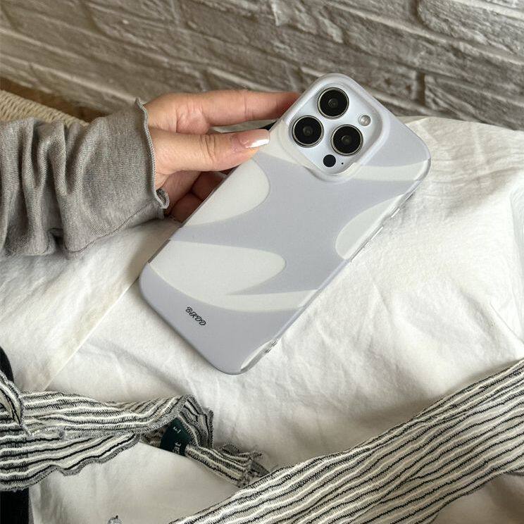 适用于不规则灰白色块苹果16promax手机壳iPhone15/14pro高级ins双层13