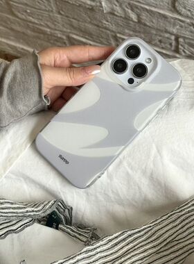 适用于不规则灰白色块苹果16promax手机壳iPhone15/14pro高级ins双层13