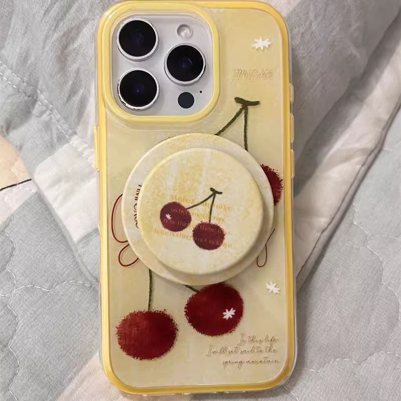 磁吸二合一芒果黄樱桃插画适用15promax手机壳iPhone16苹果14/13