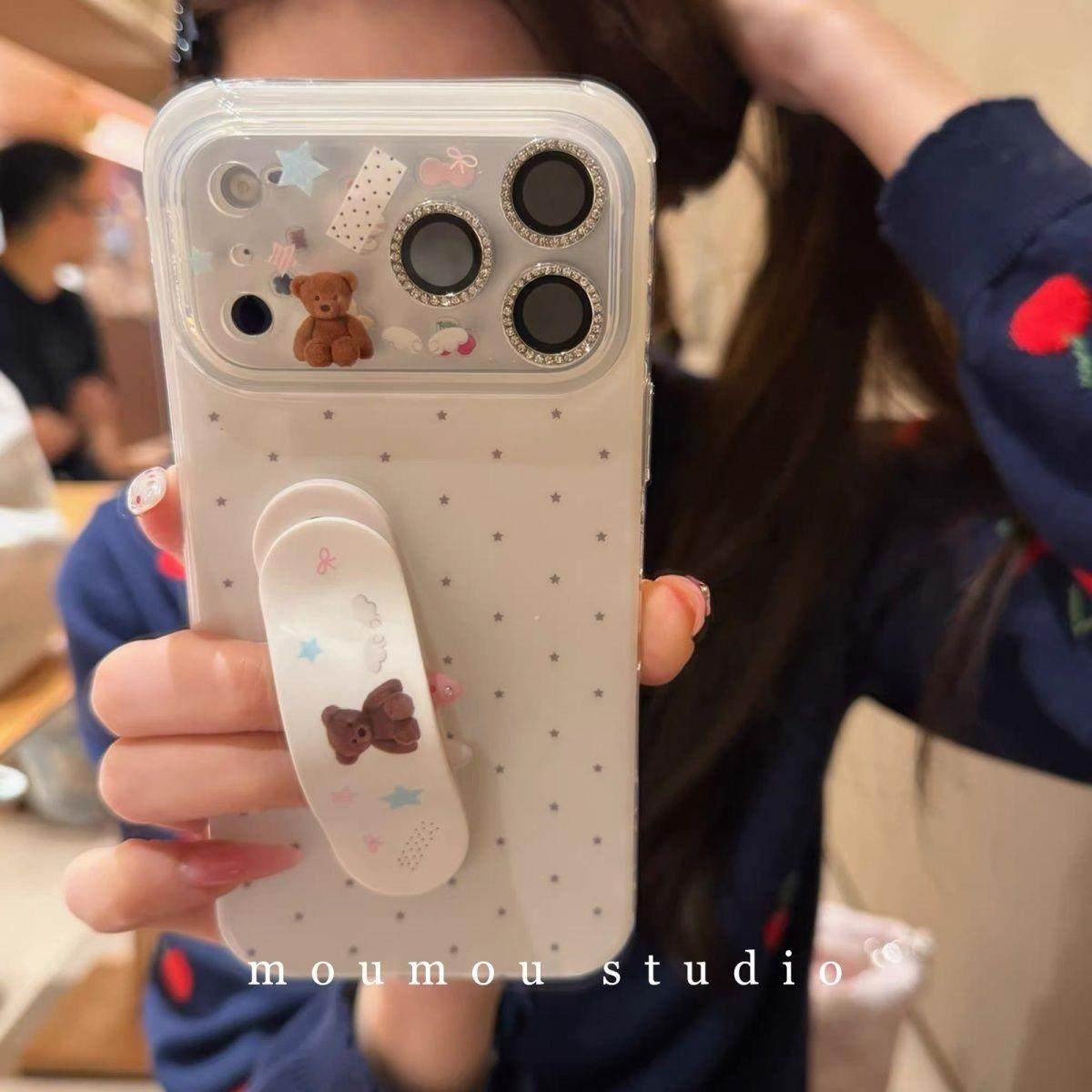 ins可爱波点小熊创可贴支架适用iphone17promax苹果16手机壳1514,3C数码配件,手机保护套/壳,淘宝优惠券,粉丝福利购,淘宝优惠卷