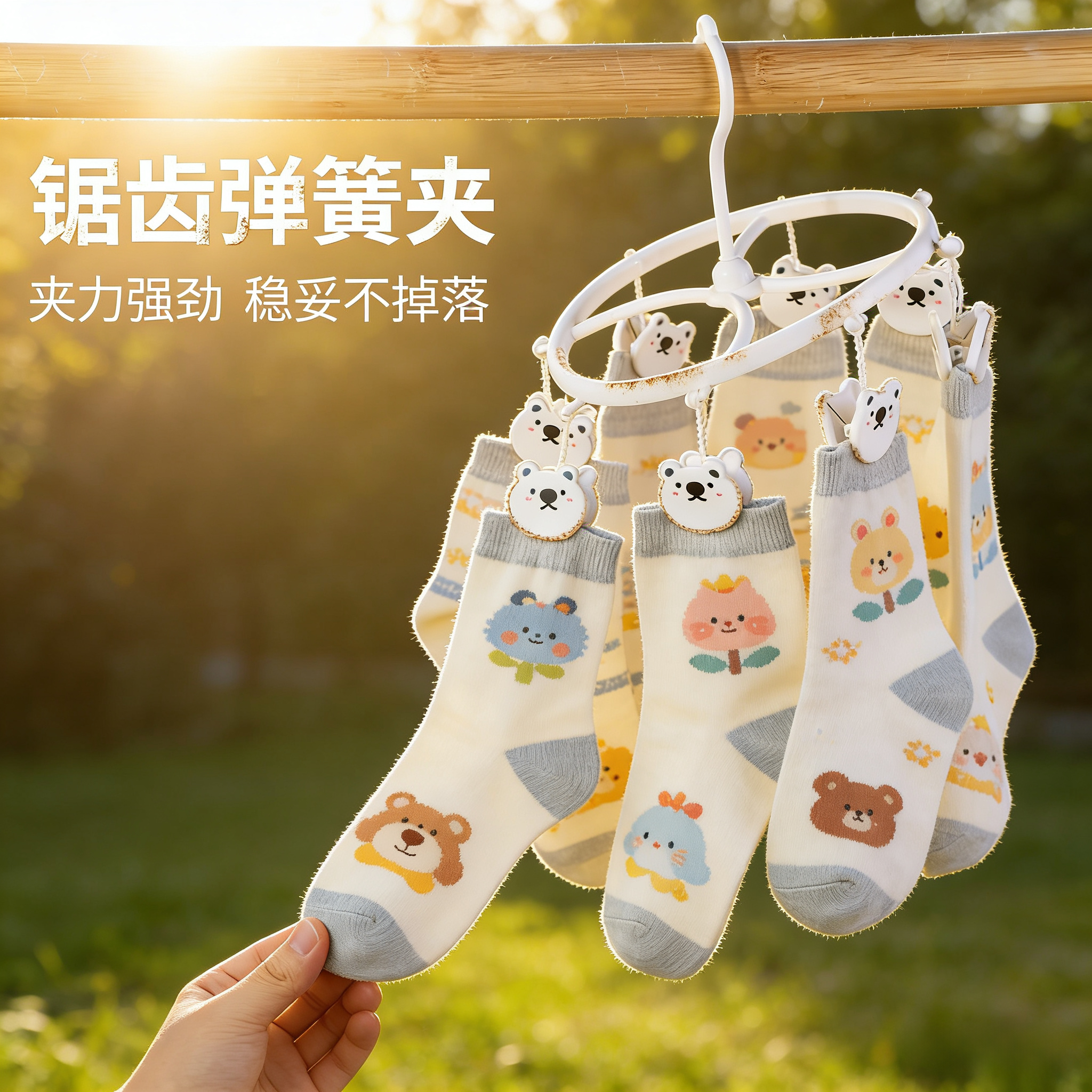 居家家折叠多夹子晾衣架