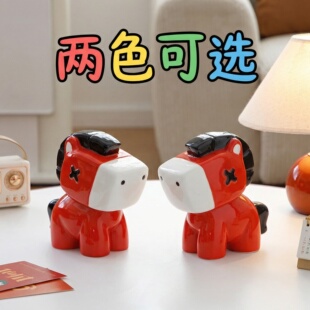糖驹陶瓷可爱小马摆件年新款生肖马吉祥物办公桌面茶台装饰装饰品