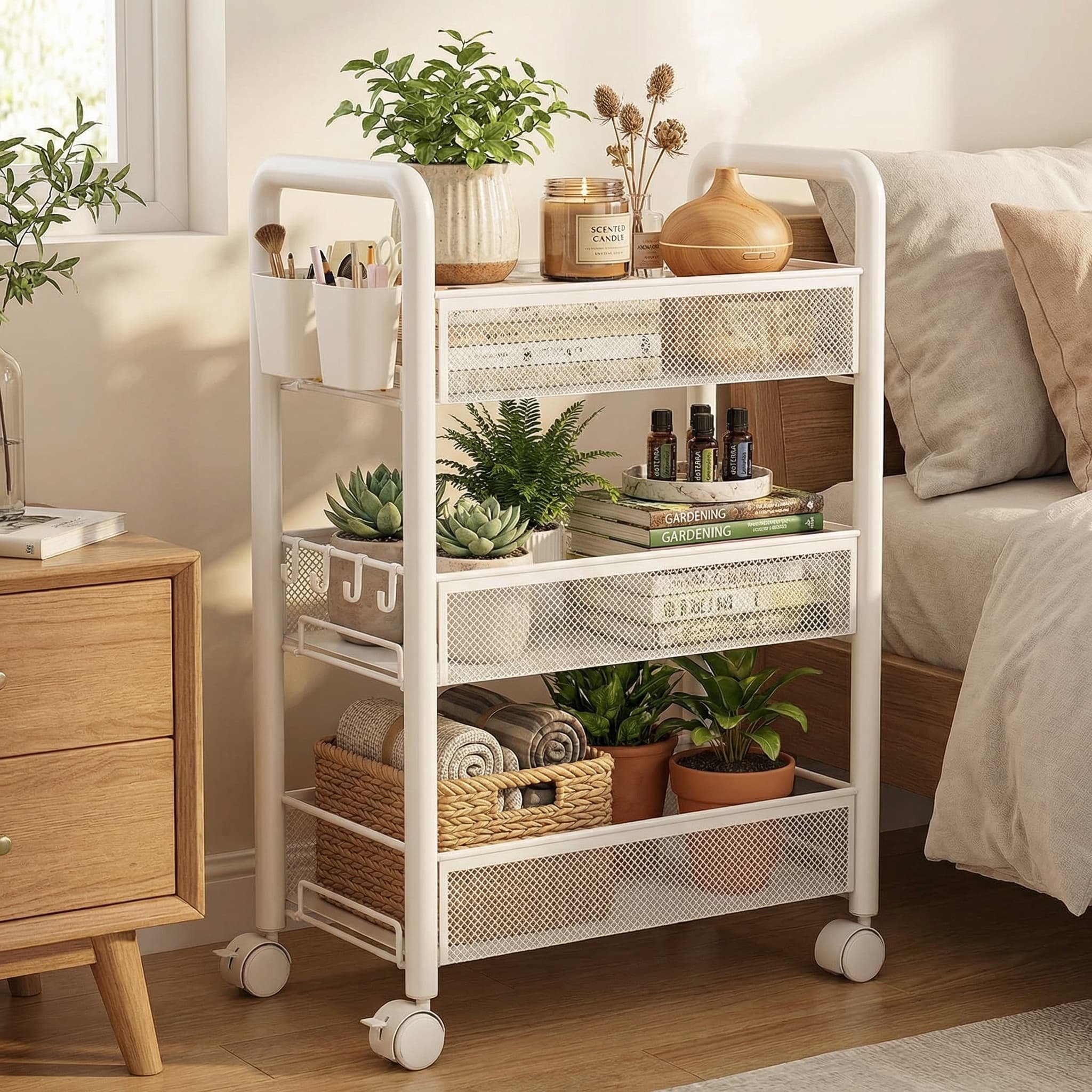 小推车置物架宿舍书桌下可移动带轮简易分多层书包书本零食收纳柜,收纳整理,整理架/置物架/收纳架,淘宝优惠券,粉丝福利购,淘宝优惠卷