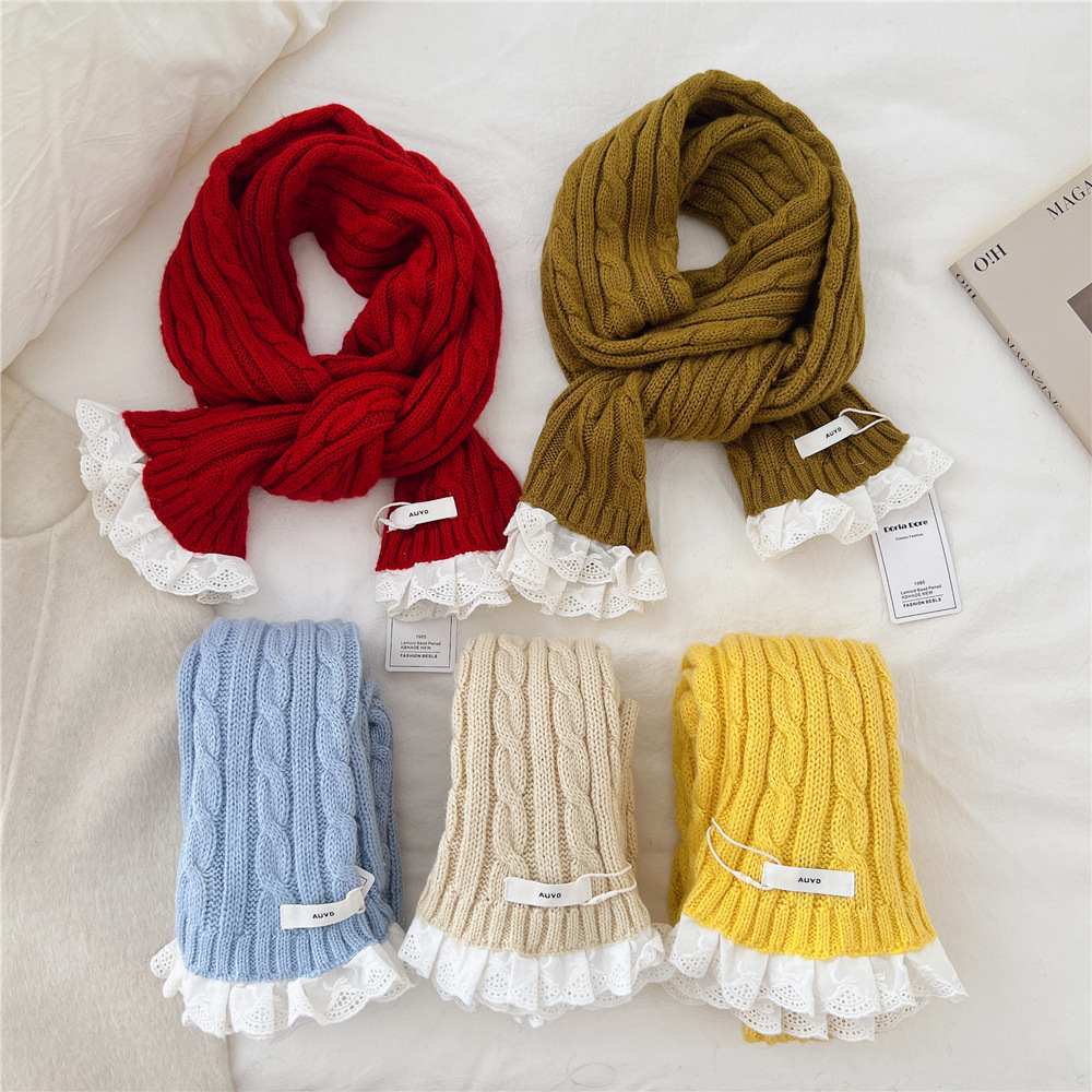 长管长条细窄围巾女秋冬季纯色