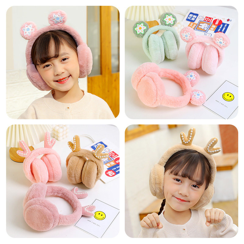 可折叠毛绒儿童保暖耳套女孩