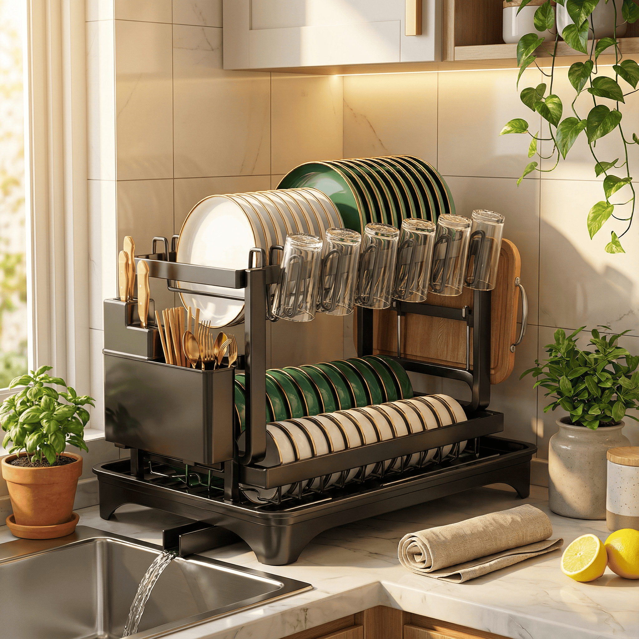 新款厨房碗碟架沥水架收纳架台面碗盘碗筷置物架带杯架收纳架家用,厨房/烹饪用具,厨房置物架/置物柜/角架,淘宝优惠券,粉丝福利购,淘宝优惠卷