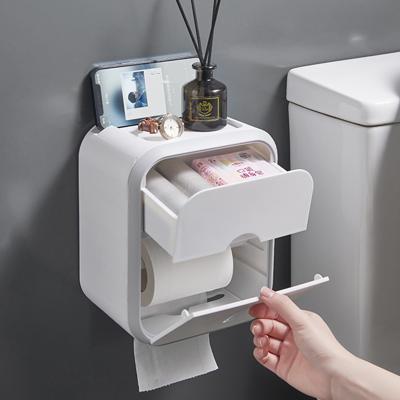 新品促销免打孔壁挂纸巾盒防水