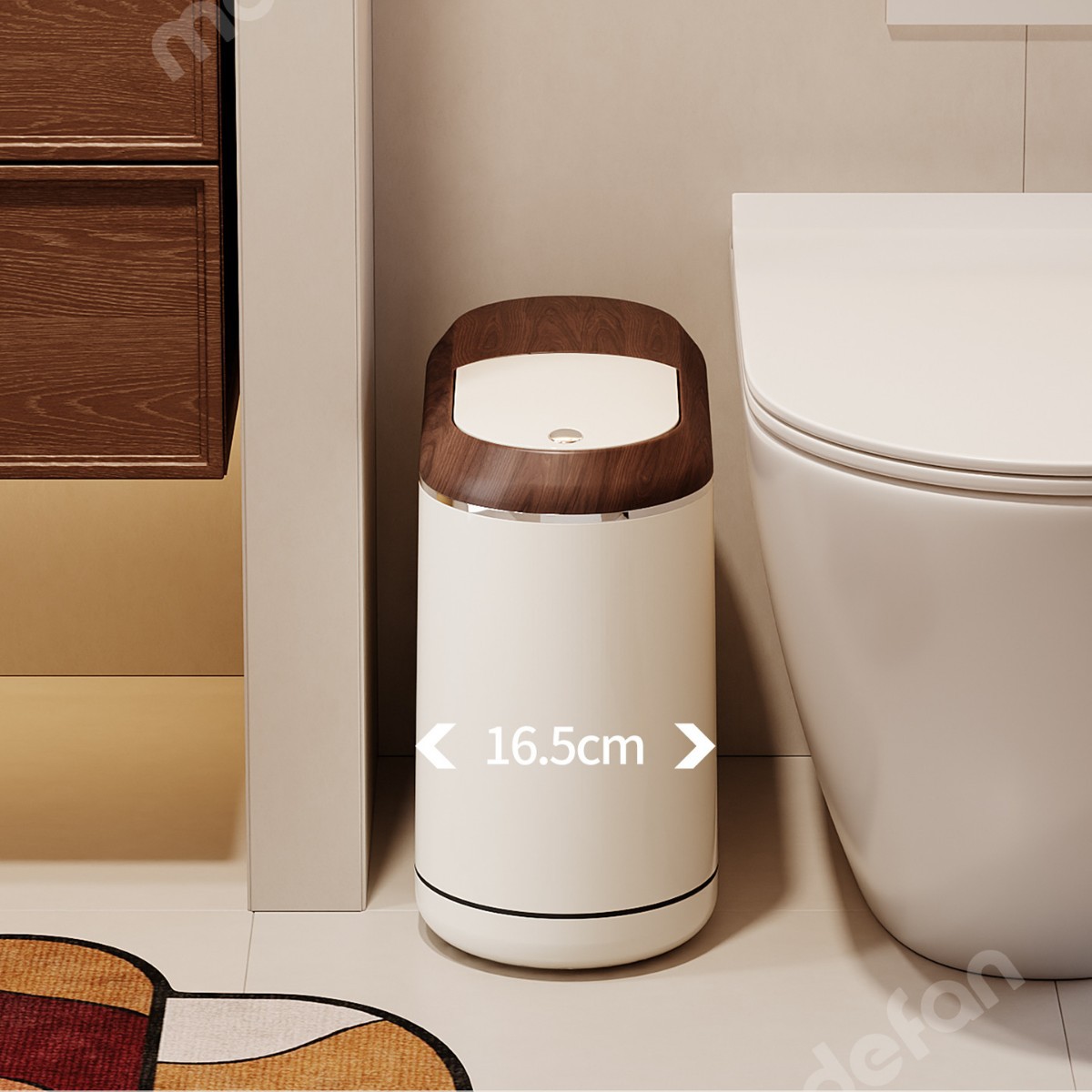 高颜值卫生间夹窄缝垃圾桶中古风