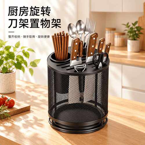 厨房旋转刀架置物架多功能刀具