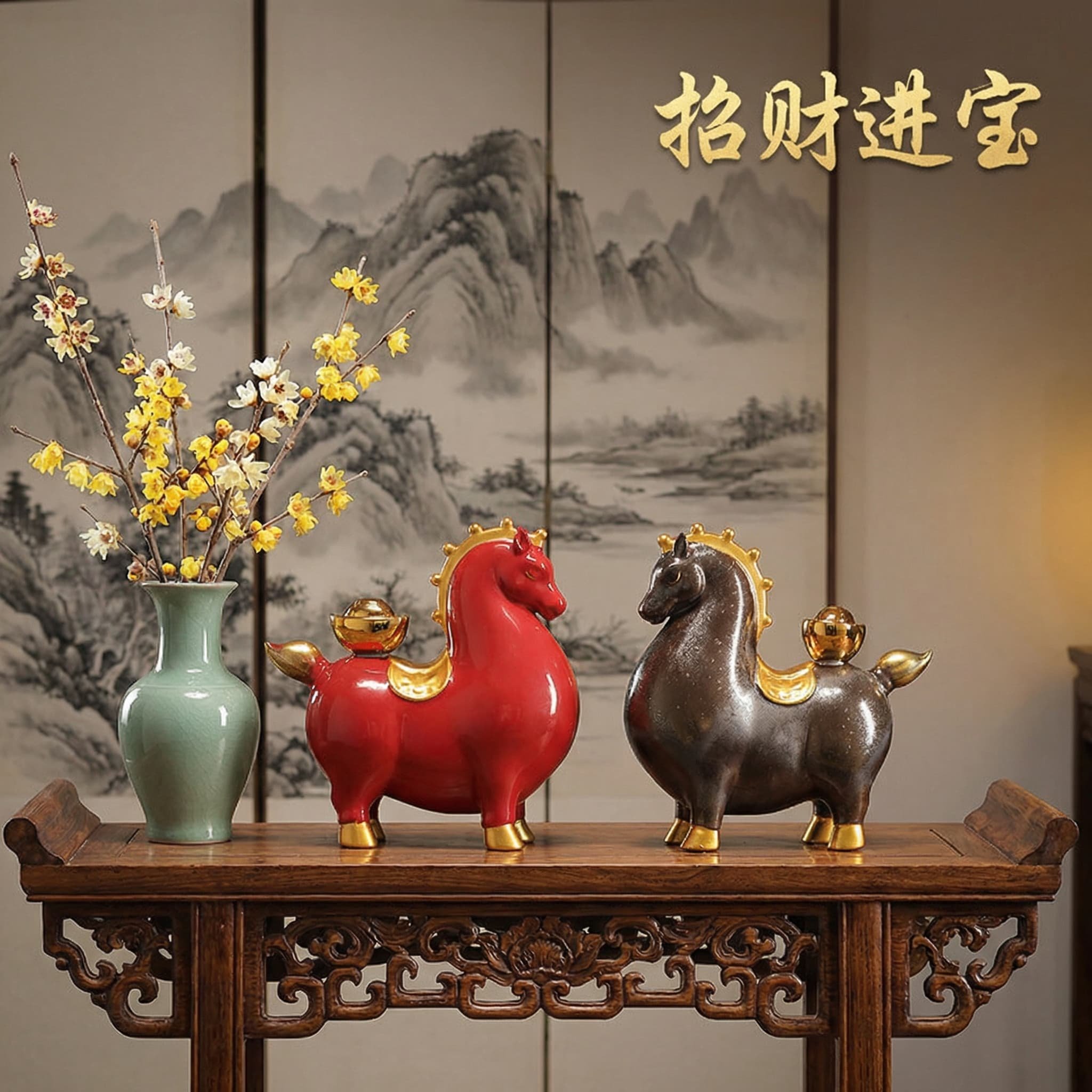 马上有钱摆件创意陶瓷家居装饰品新中式招财酒柜桌面摆设新年礼品,家居饰品,桌面摆件,淘宝优惠券,粉丝福利购,淘宝优惠卷