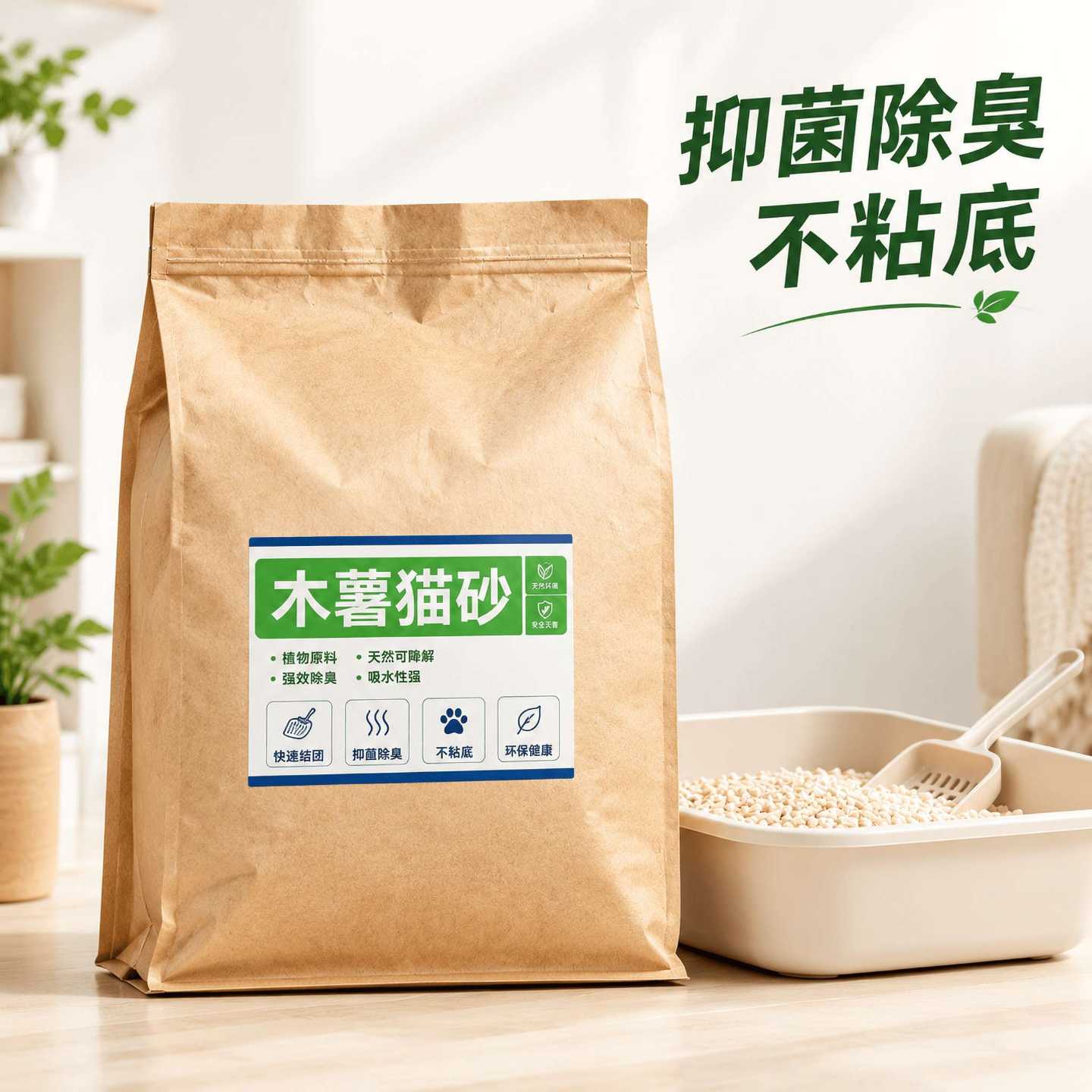纯木薯猫砂斤装除臭抑不粘底囤货装植物豆腐混合