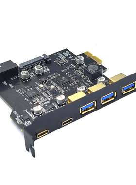 USB3.2 GEN1 Type-C前置转接卡C-type正反插前置19PIN双核心5Gbps