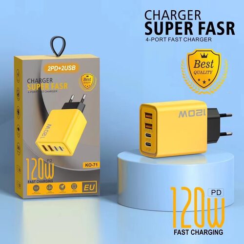 120W手机快充充电器双USB+双TYPE-C多口PD18W欧规美规快充充电头