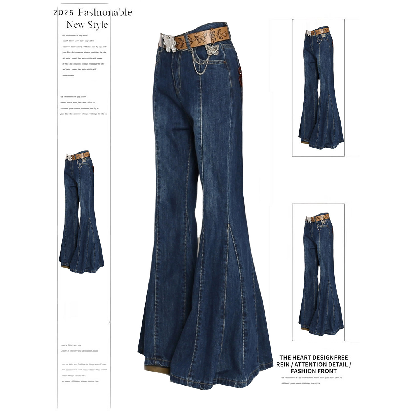 美式复古蓝鱼尾大喇叭牛仔裤秋冬季2025年新款高腰修身显瘦长裤子,女装/女士精品,牛仔裤,淘宝优惠券,粉丝福利购,淘宝优惠卷