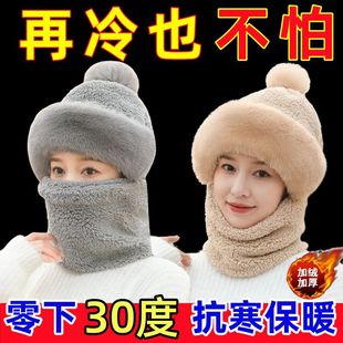 冬款 围脖一体电动车秋冬天骑车保暖神器防风2023新款 冬季 帽子女款