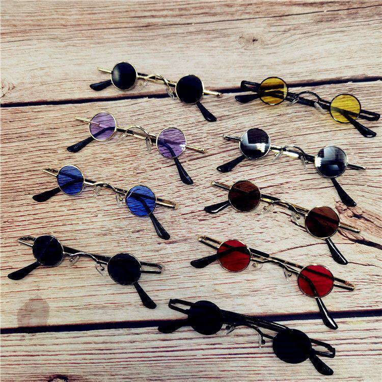 多彩新款超小框圆形复古墨镜女网红太阳镜小圆框太子镜汉奸眼镜男
