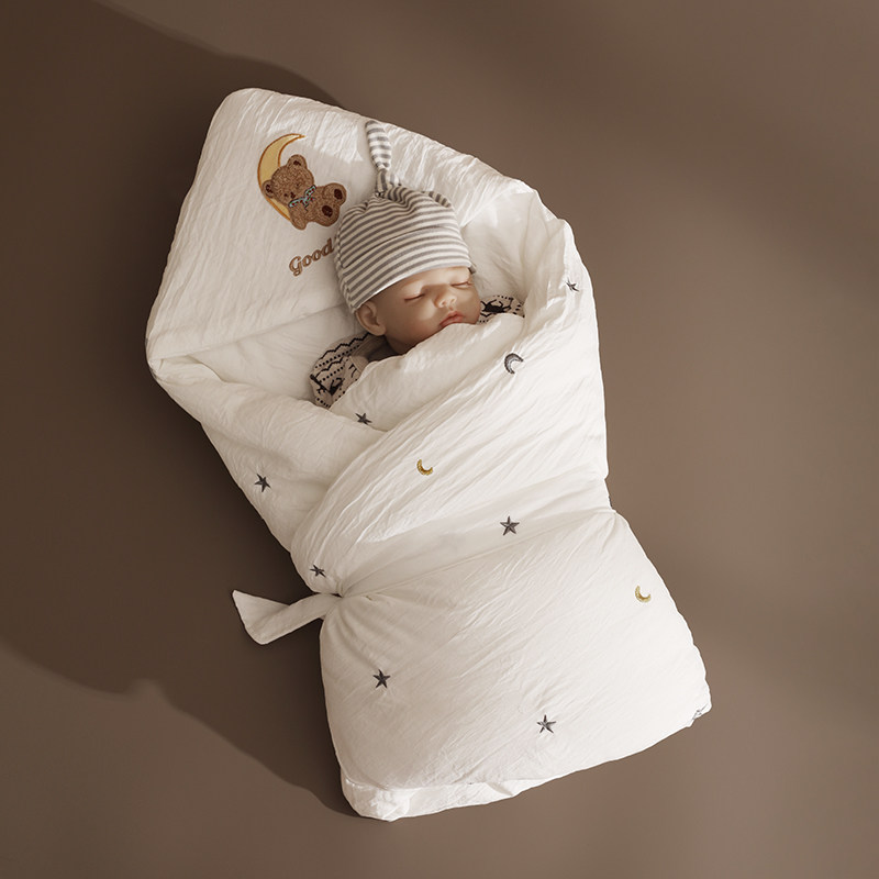 日本初生婴儿包被冬款加厚新生儿宝宝纯棉抱被春秋产房外出包裹