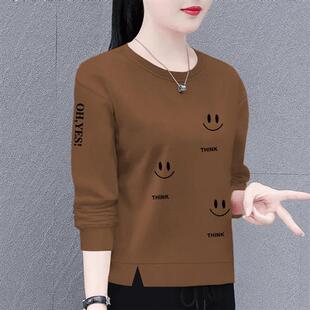 洋气宽松显瘦百搭圆领长袖 时尚 春秋季 潮韩版 上衣外套女 卫衣女新款