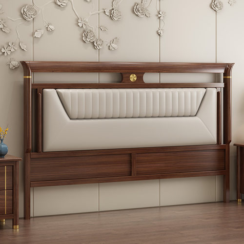 澜梦轩新中式床头靠背全实木超薄