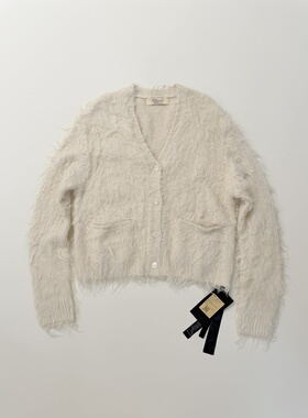 Tèbianco白茶•设计师款贵气慵懒长毛绒柔软羊驼毛开衫