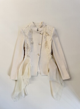Tèbianco白茶•中式清冷解构风～侘寂风艺术感西装外套