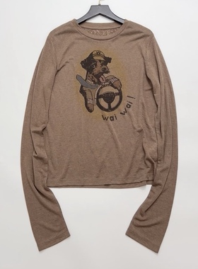 小狗图案长袖t恤上衣