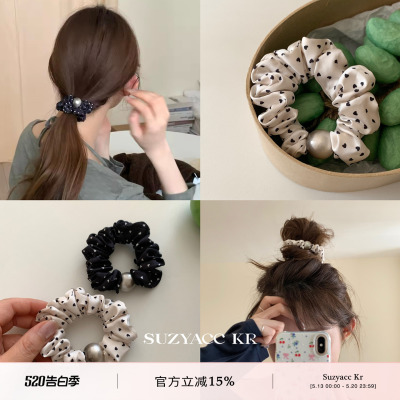 suzyacc kr法式百搭爱心波点小众皮筋发圈温柔通勤高级皮筋头绳