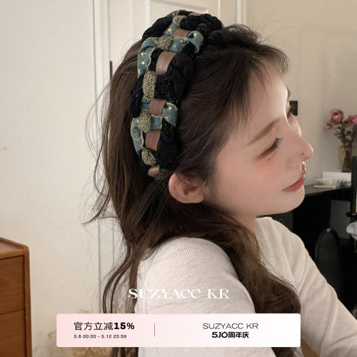 suzyacc kr高颅顶牛仔星星麻花发箍女2026新款小众设计感发卡头箍
