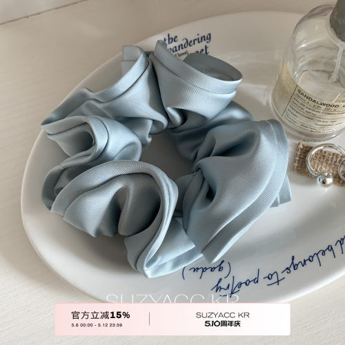 suzyacc kr蓝调缎面花苞大肠发圈法式简约复古高级低马尾头绳发饰