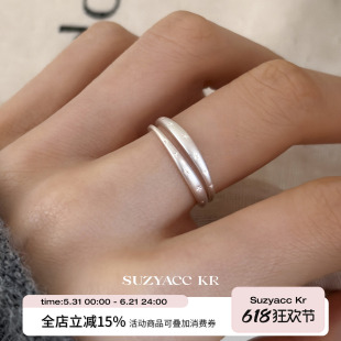 suzyacc kr纯银哑光五角星戒指叠戴ins风百搭高级纤细食指戒指环