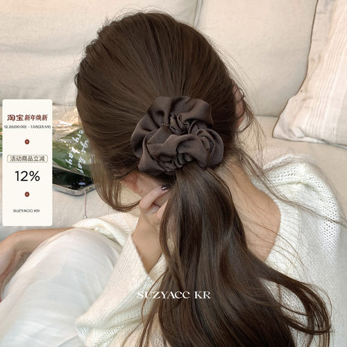suzyacc kr气质缎面小肠圈褶皱发圈女简约小众通勤百搭低马尾皮筋