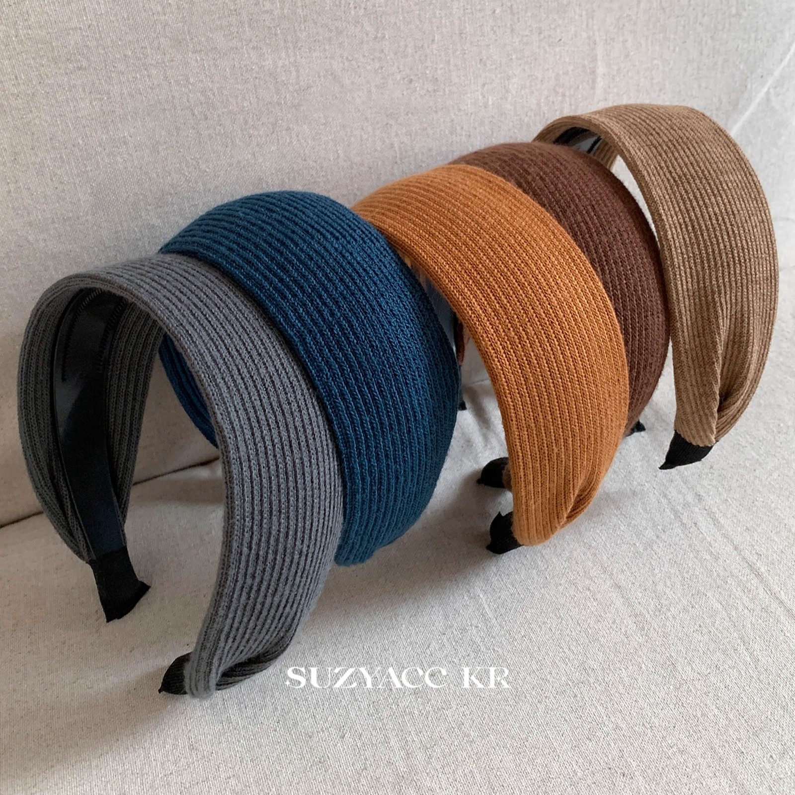 suzyacc kr针织竖坑条宽边发箍高颅顶简约百搭高级感小众洗脸头箍