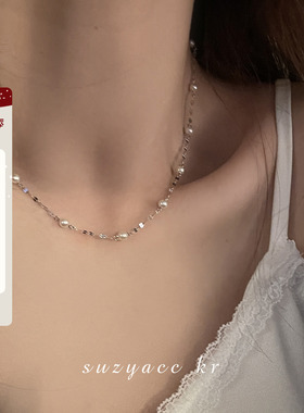 轻奢小众满天星纯银珍珠项链女
