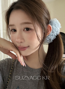 suzyacc kr仙气蓬蓬纱褶皱香蕉夹简约小众ins风高级感盘发发夹