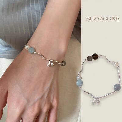 suzyacc kr纯银珍珠贝壳海星手链女简约小众百搭高级感弹力绳手饰