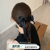 suzyacc 女简约高级感盘发夹子头饰 kr黑色蝴蝶结飘带发夹2026新款