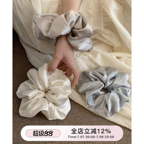 suzyacc kr缎面光泽感大号发圈女低马尾皮筋法式简约高级大肠圈