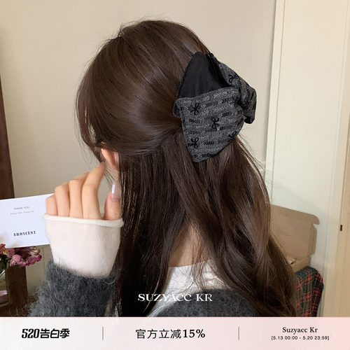 suzyacc kr复古蝴蝶结拼接三角抓夹甜美小众高级感后脑勺盘发发夹